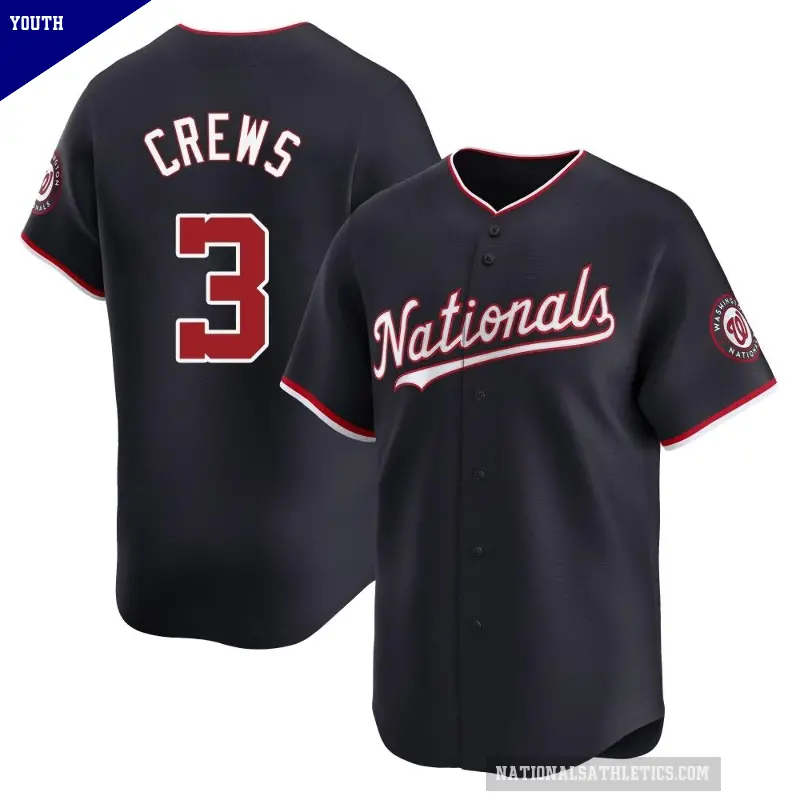 Youth No.3 Dylan Crews Washington Nationals Navy Limited Alternate Jersey