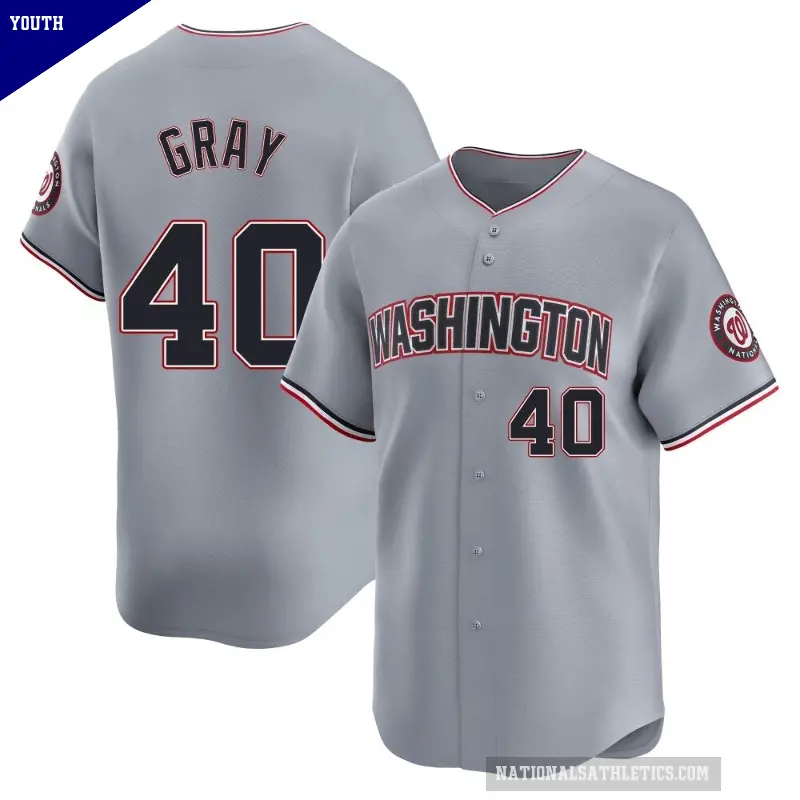 Youth No.40 Josiah Gray Washington Nationals Gray Limited Road Jersey