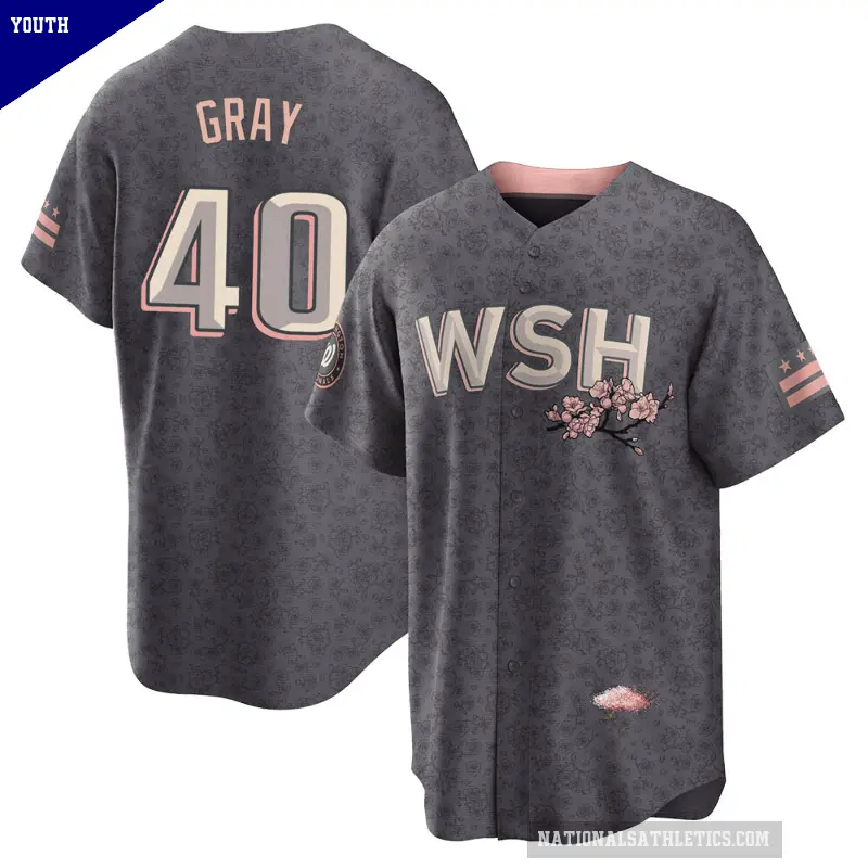 Youth No.40 Josiah Gray Washington Nationals Gray Replica 2022 City Connect Jersey