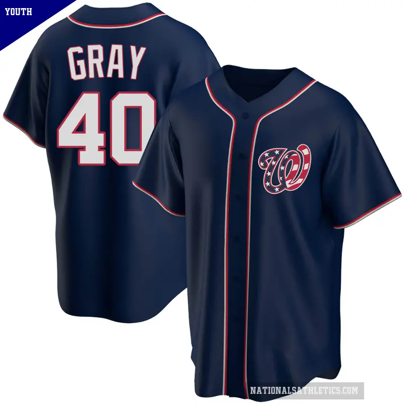 Youth No.40 Josiah Gray Washington Nationals Navy Replica Alternate Team Jersey