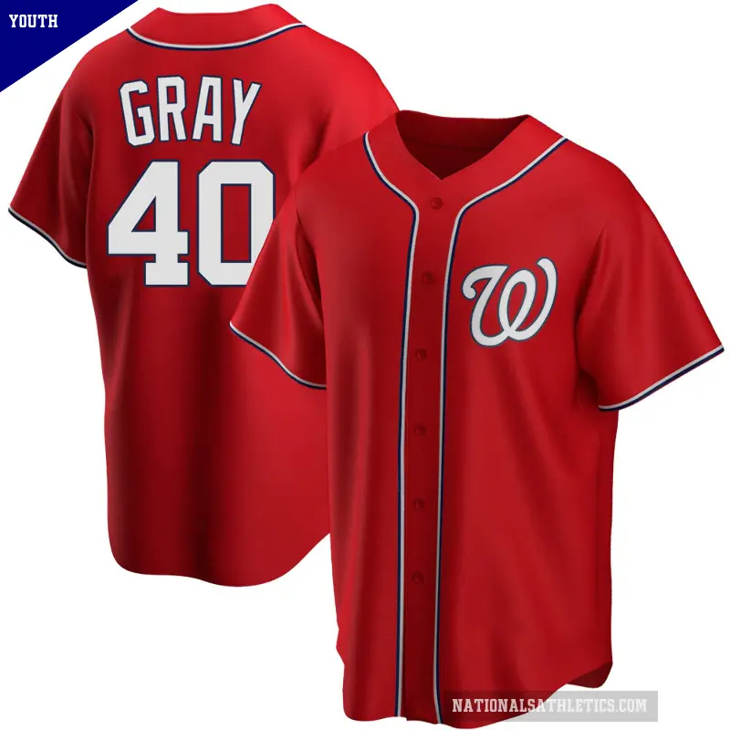 Youth No.40 Josiah Gray Washington Nationals Red Replica Alternate Jersey