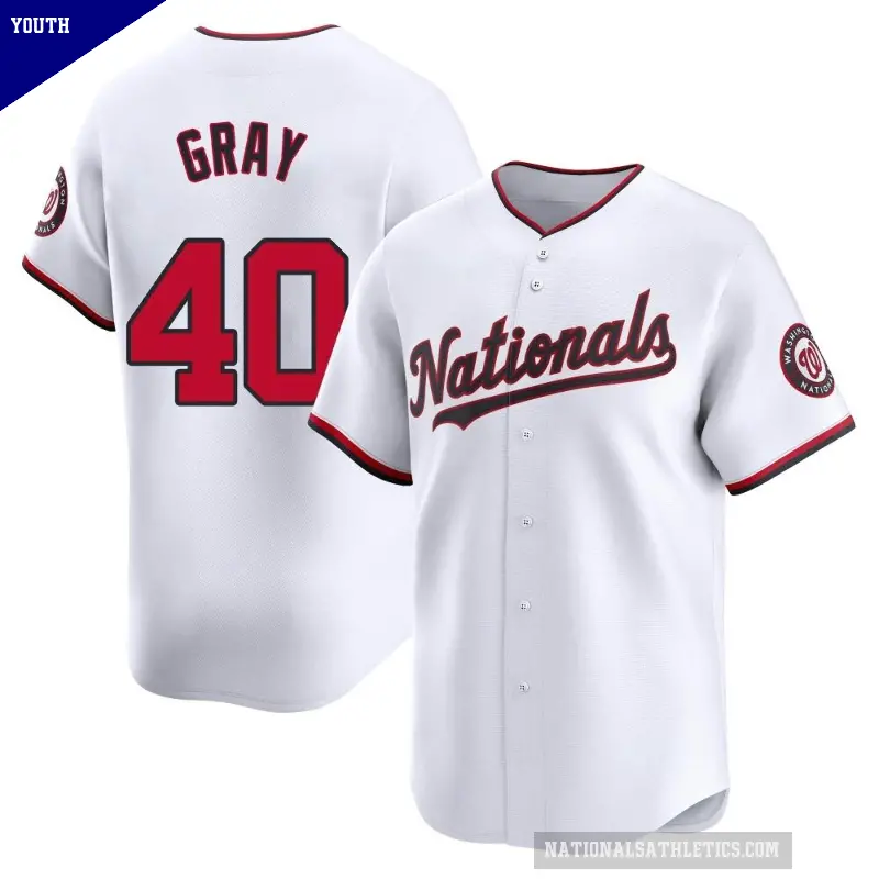 Youth No.40 Josiah Gray Washington Nationals White Limited Home Jersey