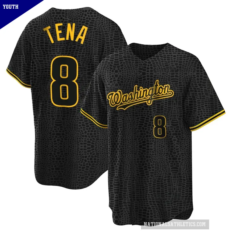 Youth No.8 Jose Tena Washington Nationals Black Replica Snake Skin City Jersey