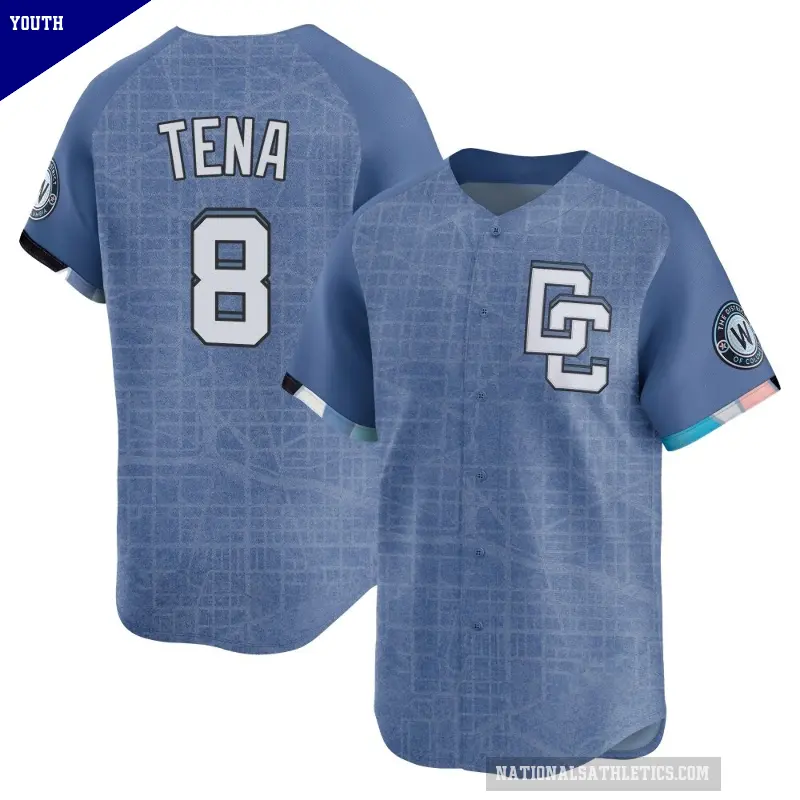 Youth No.8 Jose Tena Washington Nationals Blue Limited 2025 City Connect Jersey