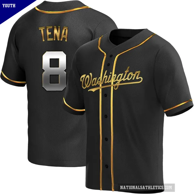 Youth No.8 Jose Tena Washington Nationals Gold Replica Black en Alternate Jersey