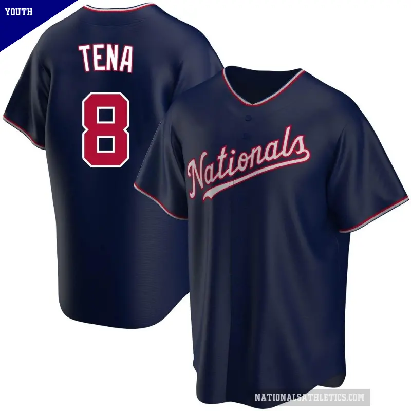 Youth No.8 Jose Tena Washington Nationals Navy Replica Alternate Jersey