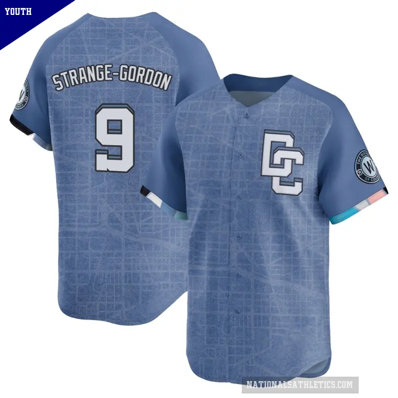 Youth No.9 Dee Strange-Gordon Washington Nationals Blue Limited 2025 City Connect Jersey