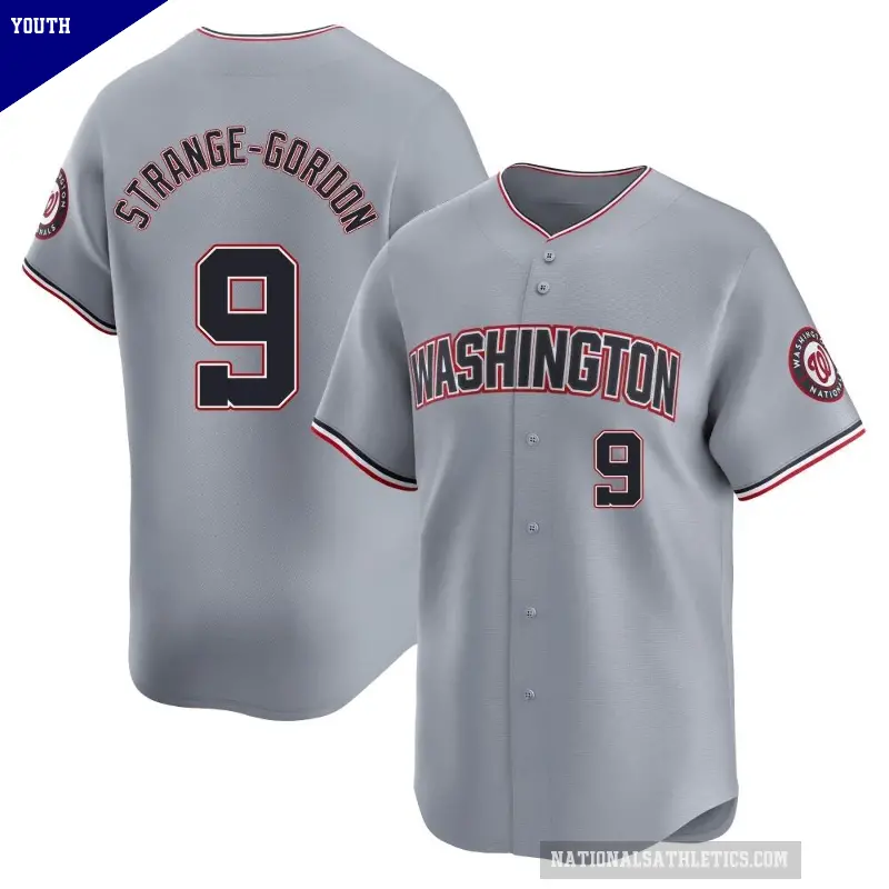 Youth No.9 Dee Strange-Gordon Washington Nationals Gray Limited Road Jersey